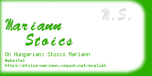 mariann stoics business card